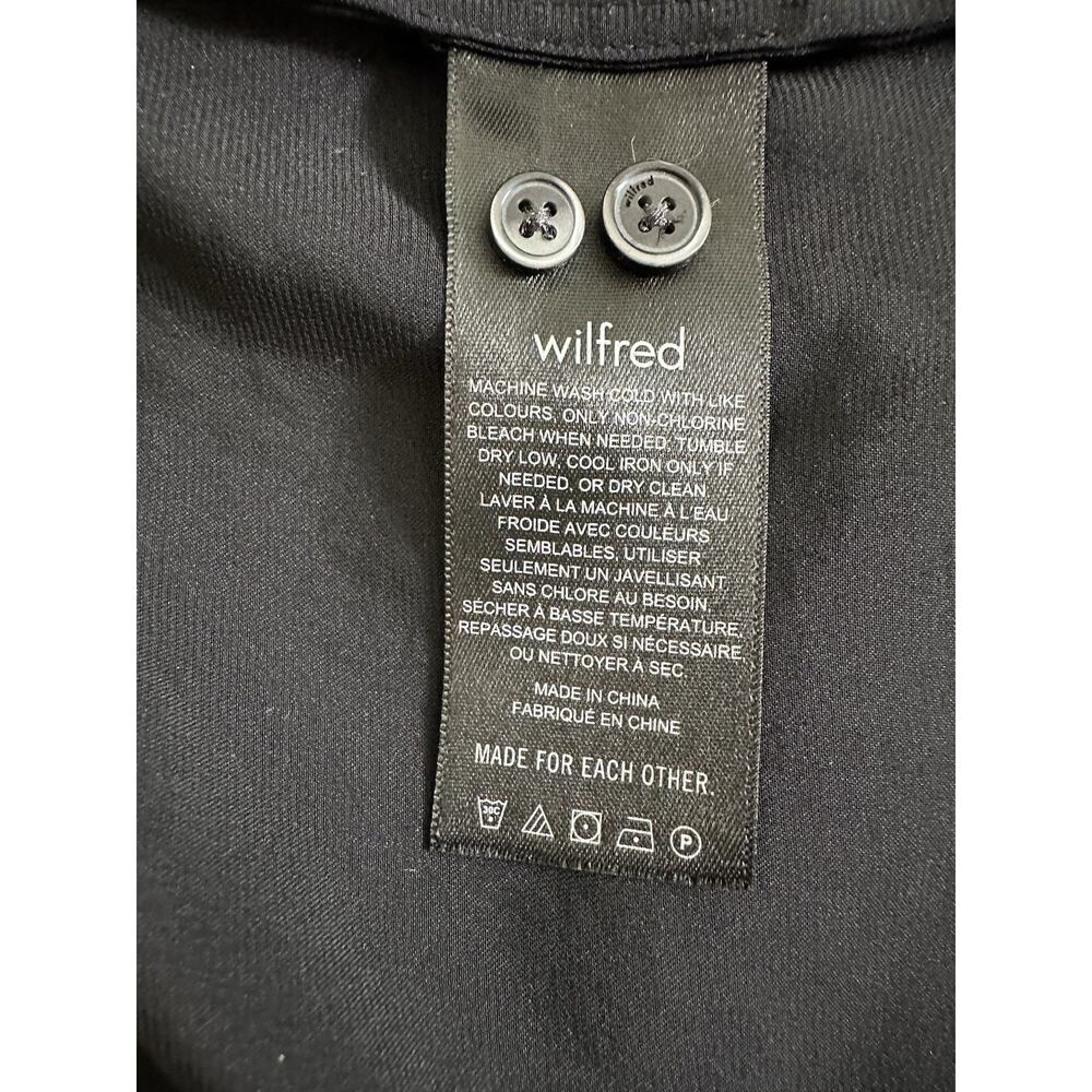 Aritzia Wilfred Tie-Front Blouse Womens Small Black Cupro Satin Long Sleeve Crop - Picture 8 of 9